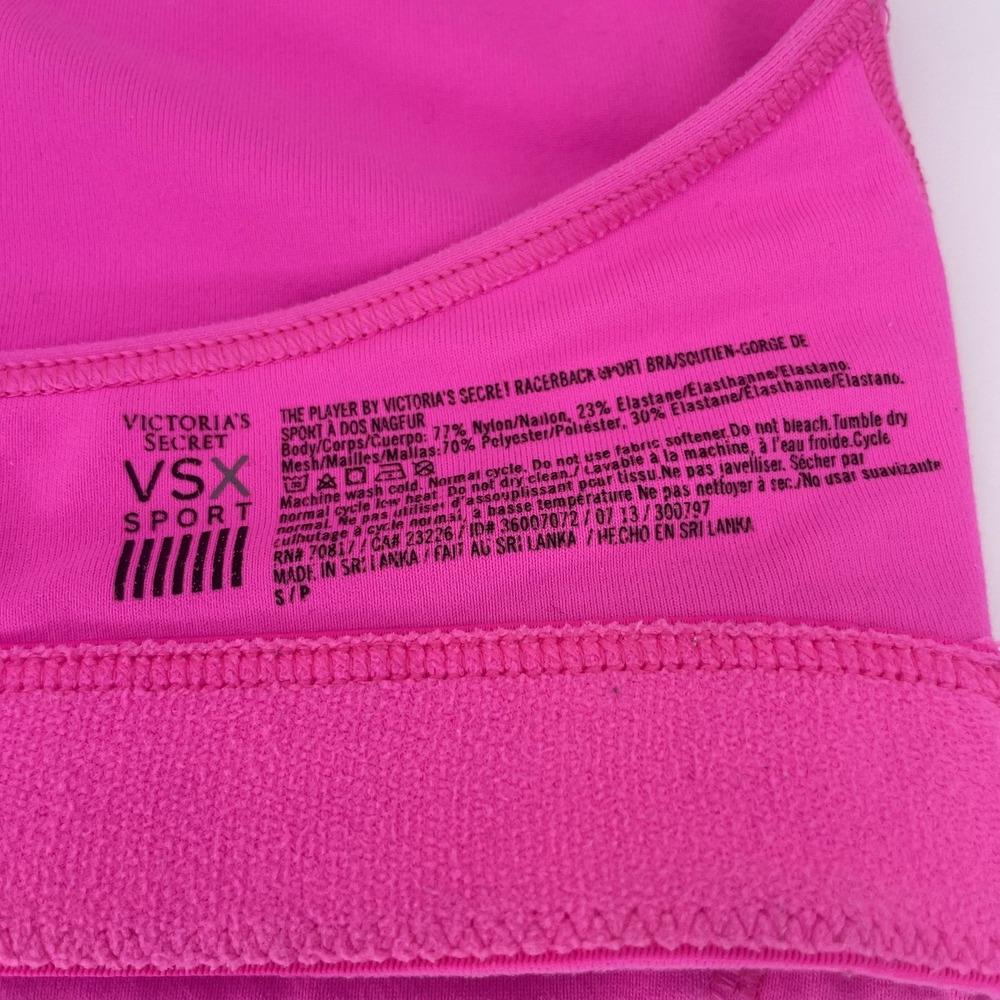 Victoria's Secret Sport- VSX Small Yoga Racerback Pullover Sport Bra Mesh Pink - Picture 7 of 13